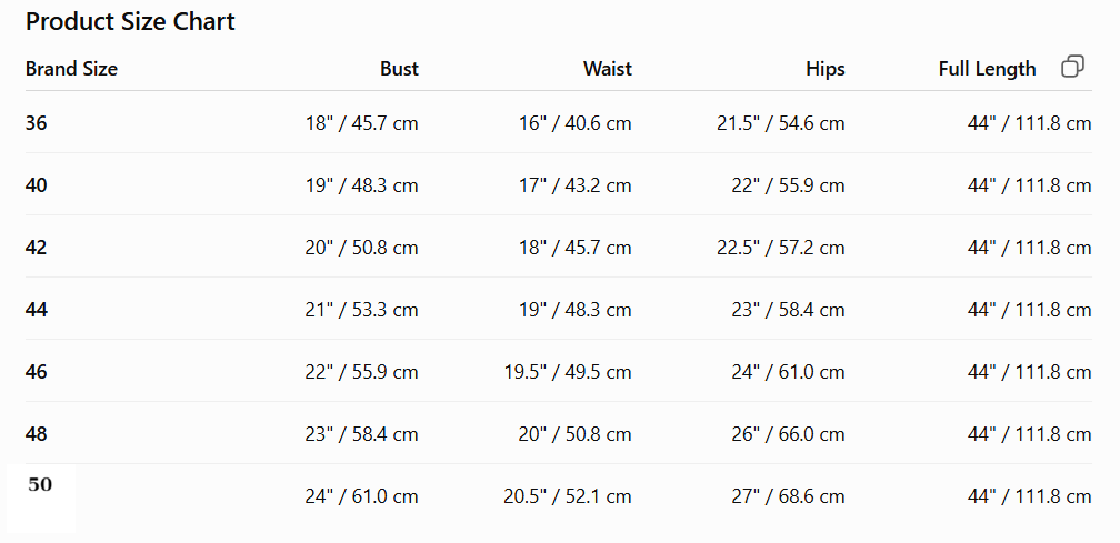 Size Chart