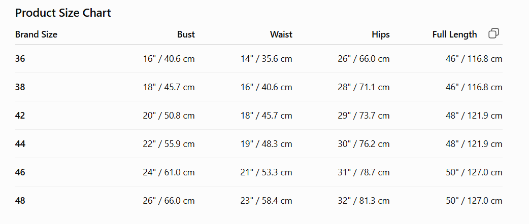 Size Chart