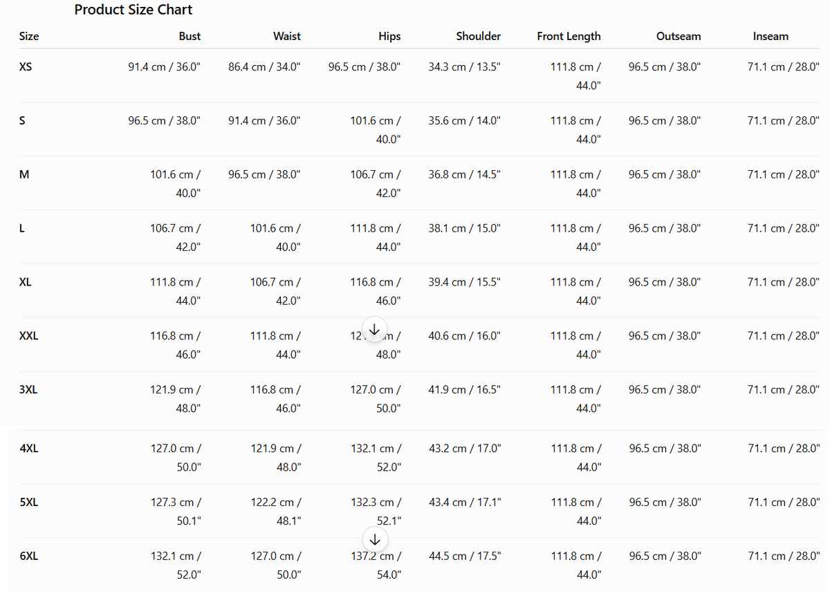 Size Chart