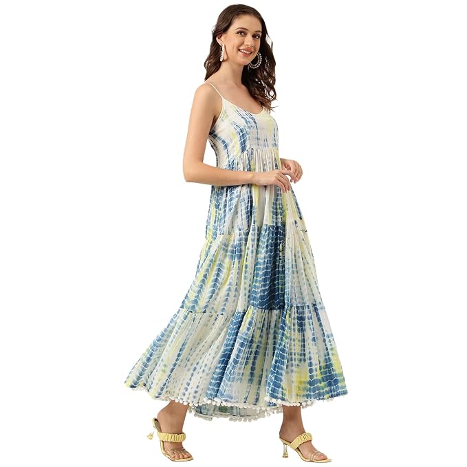 Blue Tie and Dye Dyed with Pom-Pom