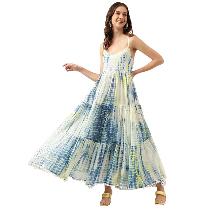Blue Tie and Dye Dyed with Pom-Pom