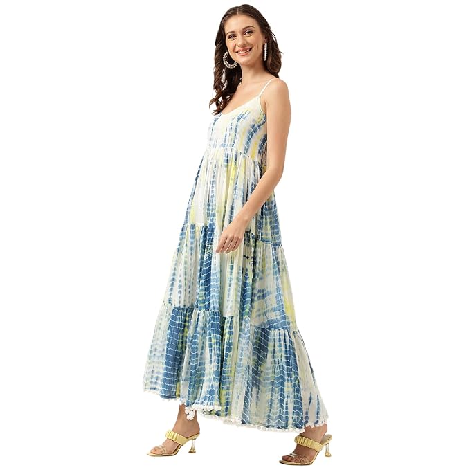 Blue Tie and Dye Dyed with Pom-Pom