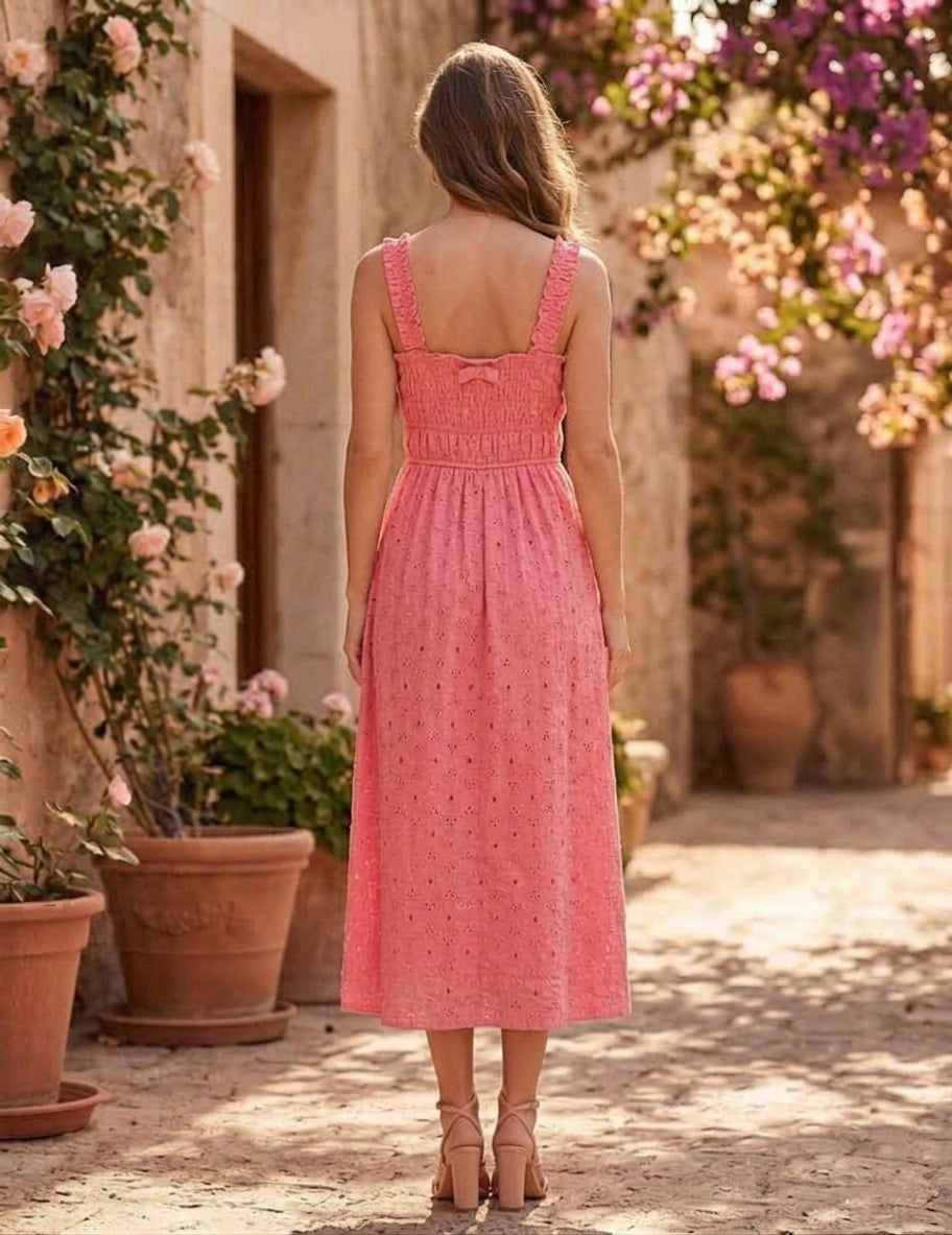 Pink Smoked midi Dress