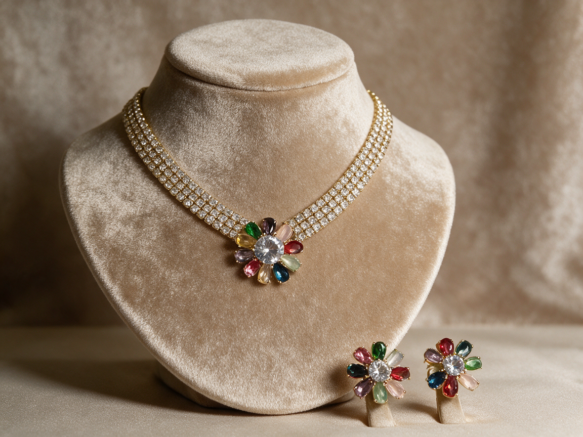 Elegant Multicolor Floral Imitation Jewelry Set